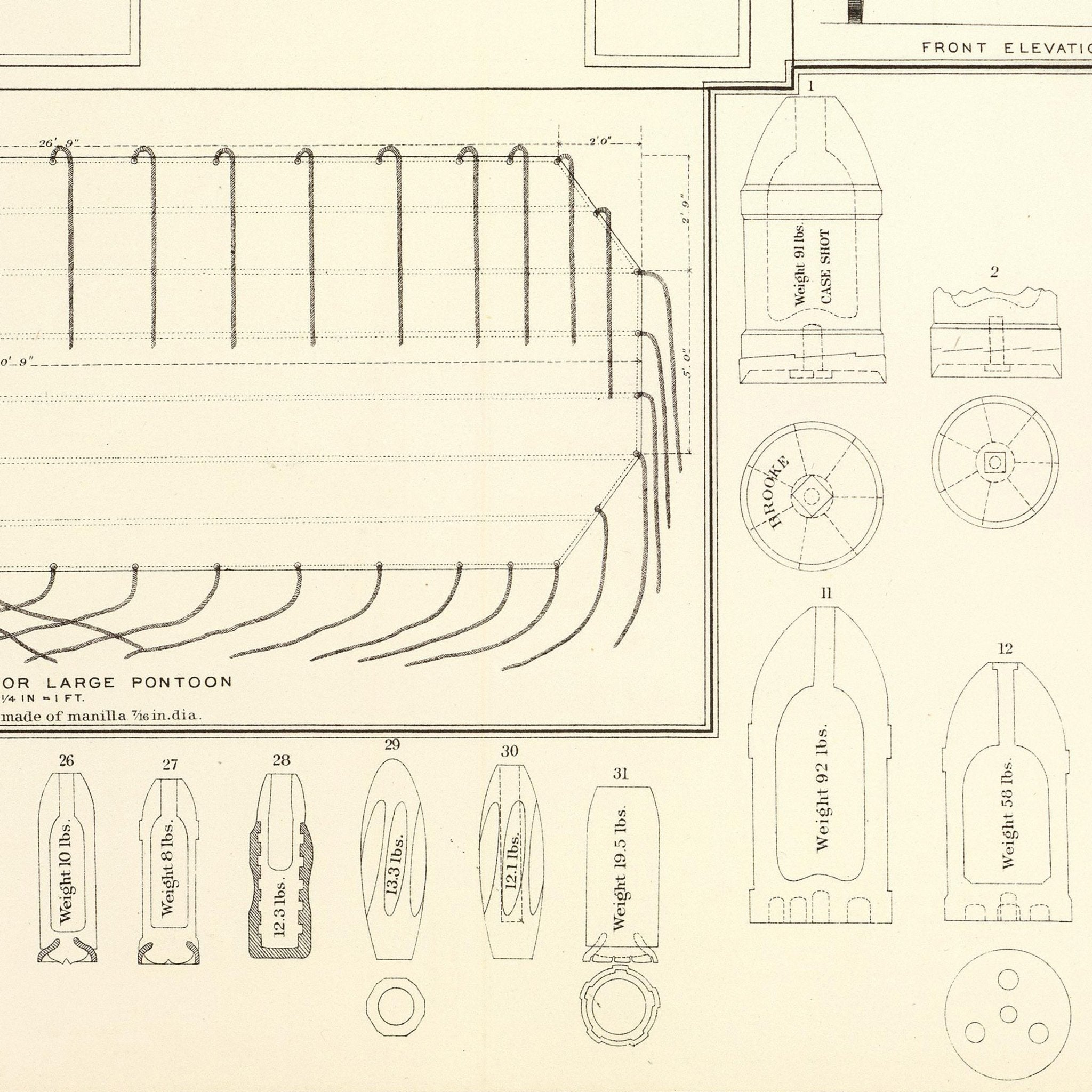 Drawings of Boats, Bridges, Wagons and Projectiles - Muir Way - Vintage Map