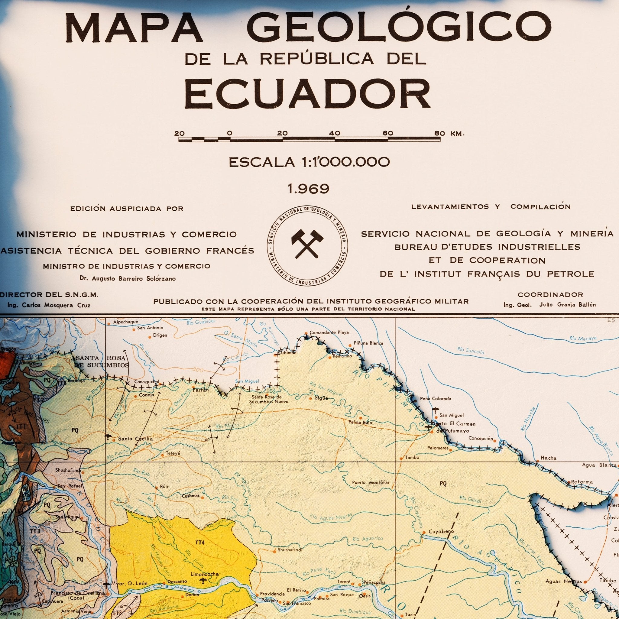 Ecuador 1969 Shaded Relief Map - Muir Way - Vintage Relief
