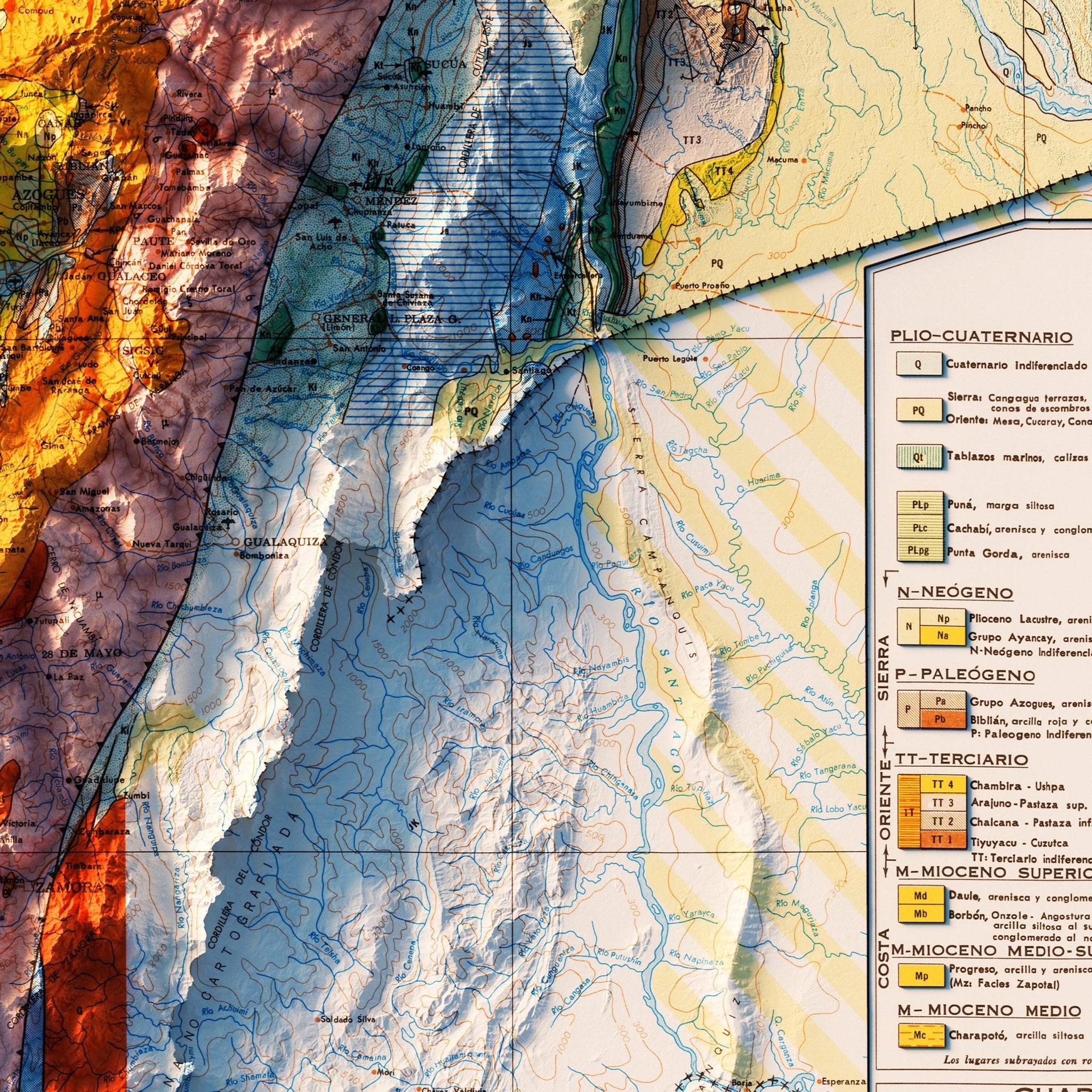 Ecuador 1969 Shaded Relief Map - Muir Way - Vintage Relief