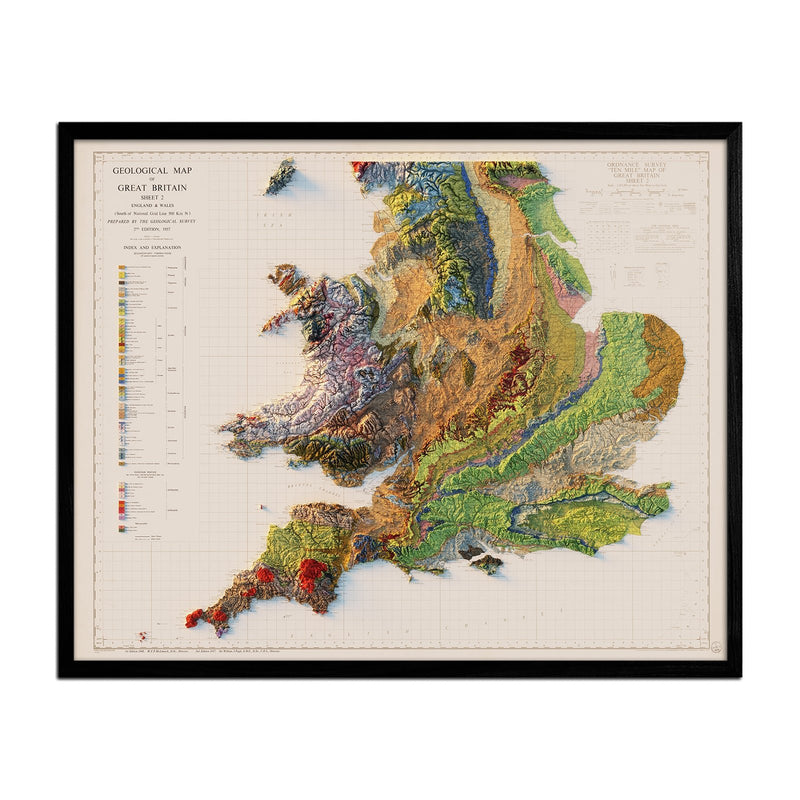 England and Wales 1957 Shaded Relief Map - Muir Way - Vintage Relief