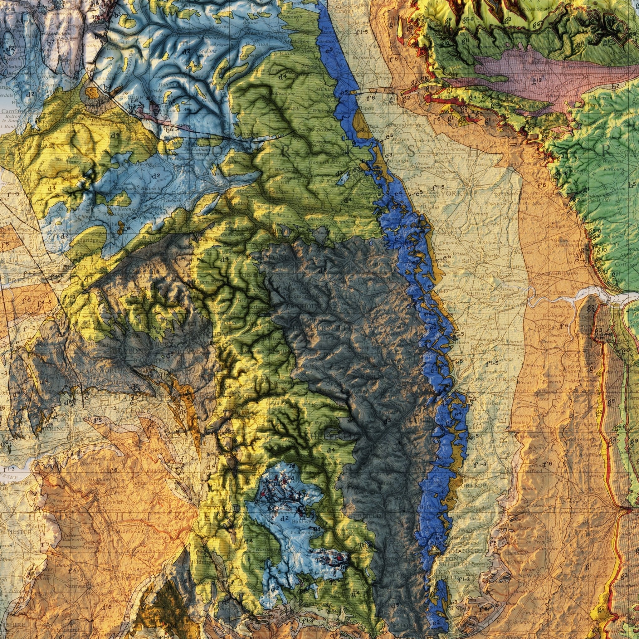 England and Wales 1957 Shaded Relief Map - Muir Way - Vintage Relief
