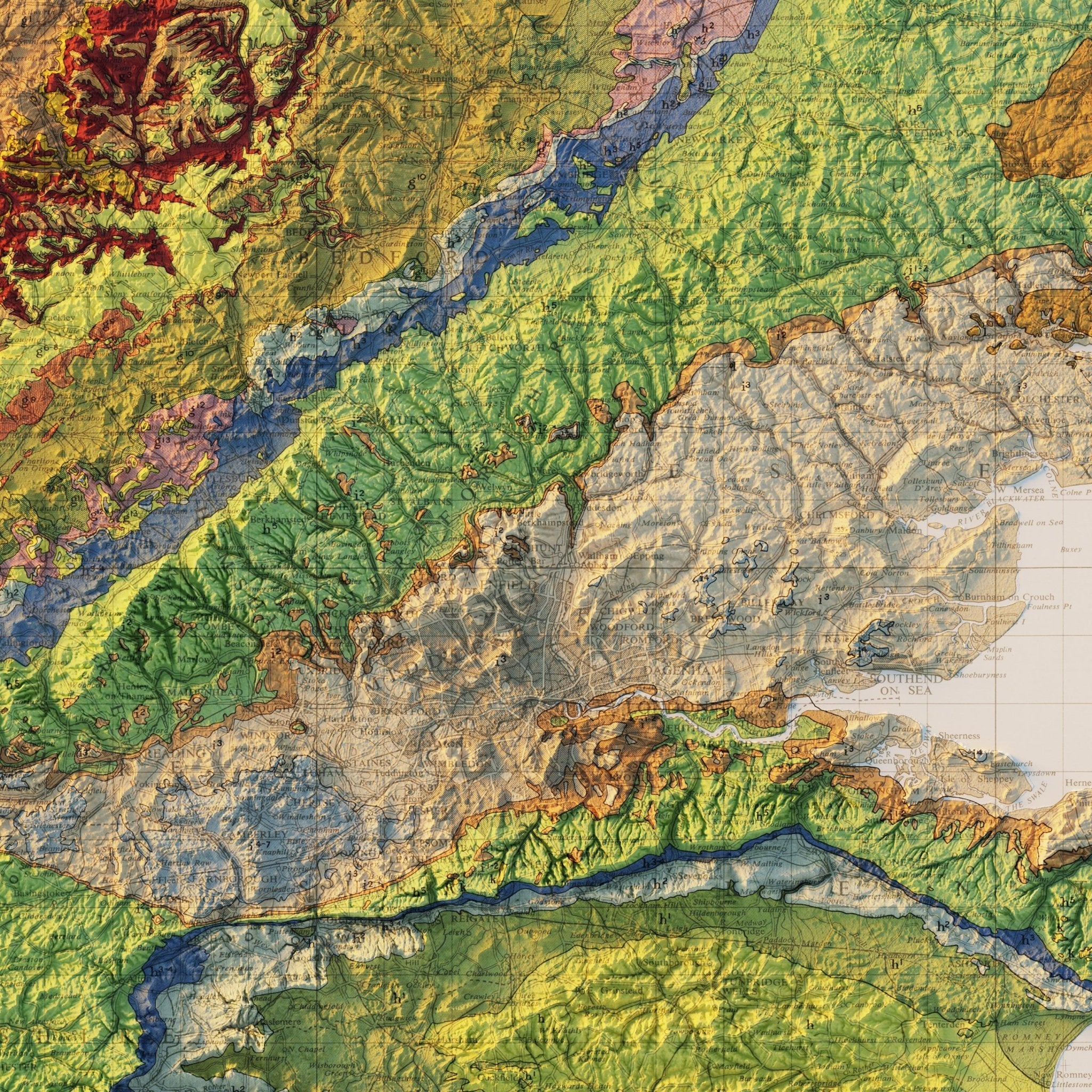 England and Wales 1957 Shaded Relief Map - Muir Way - Vintage Relief
