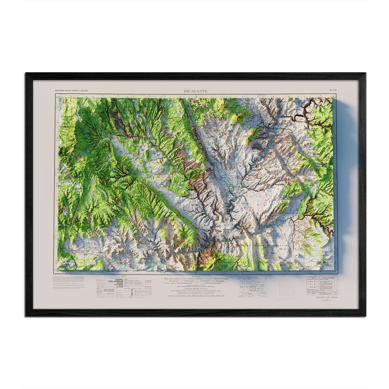 Escalante, Utah 1956 Shaded Relief Map - Muir Way - Vintage Relief