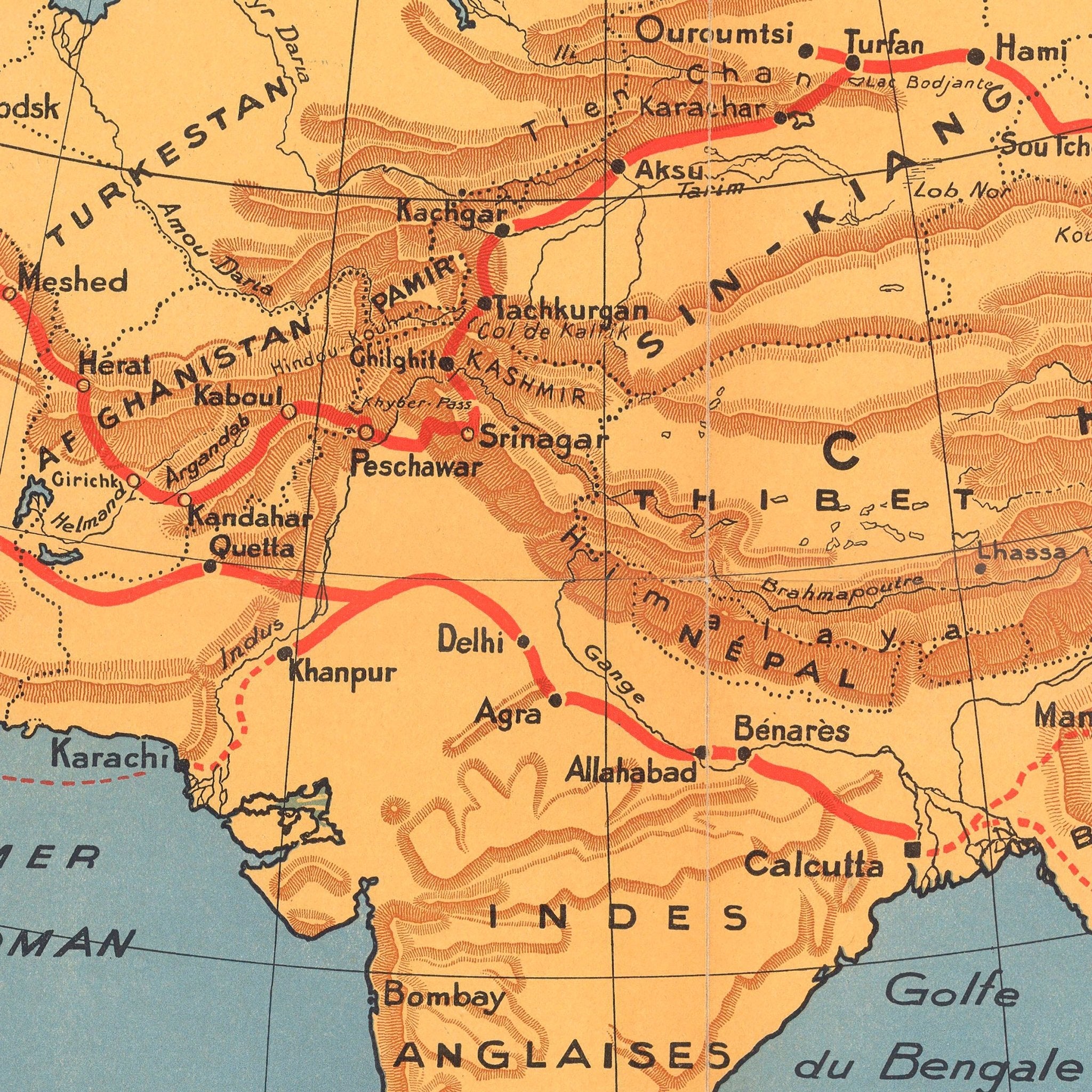 Expedition Citroen Centre - Asie - Muir Way - Vintage Map