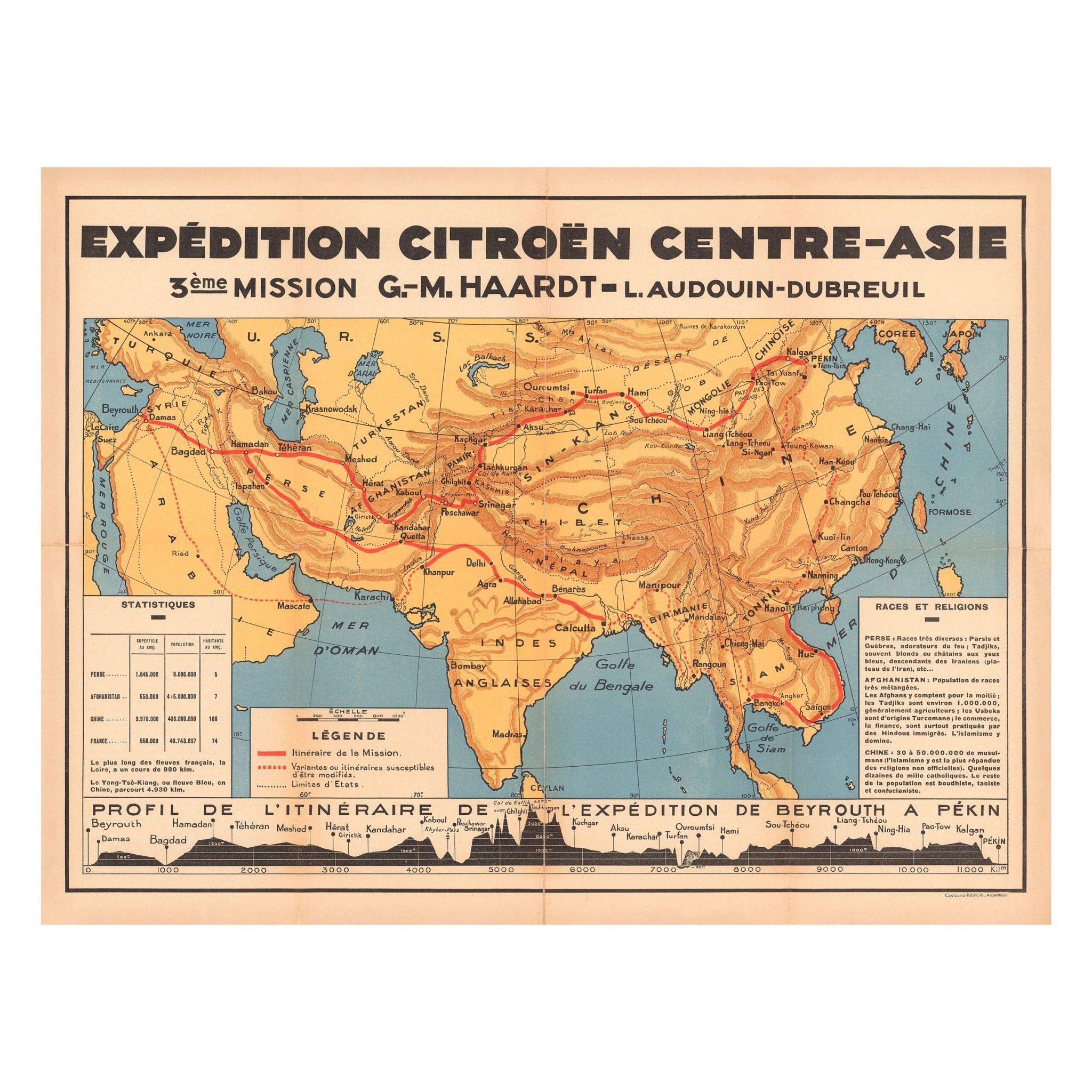 Expedition Citroen Centre - Asie - Muir Way - Vintage Map