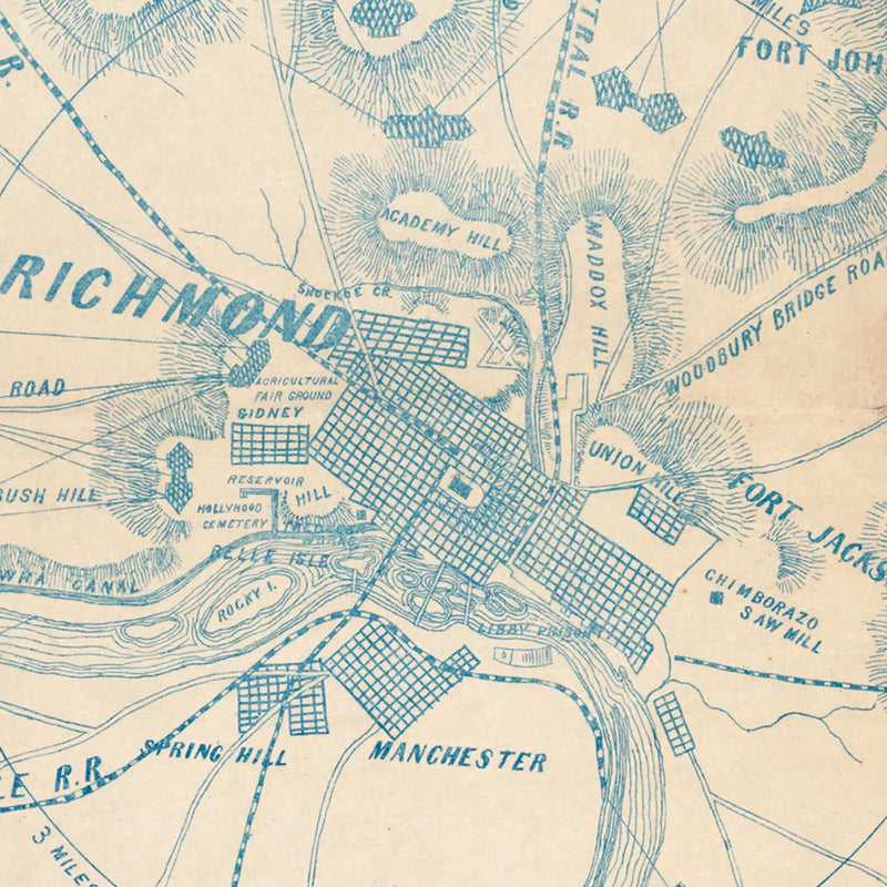 Forbes' New and Complete Map of Richmond and Its Fortifications - Muir Way - Vintage Map