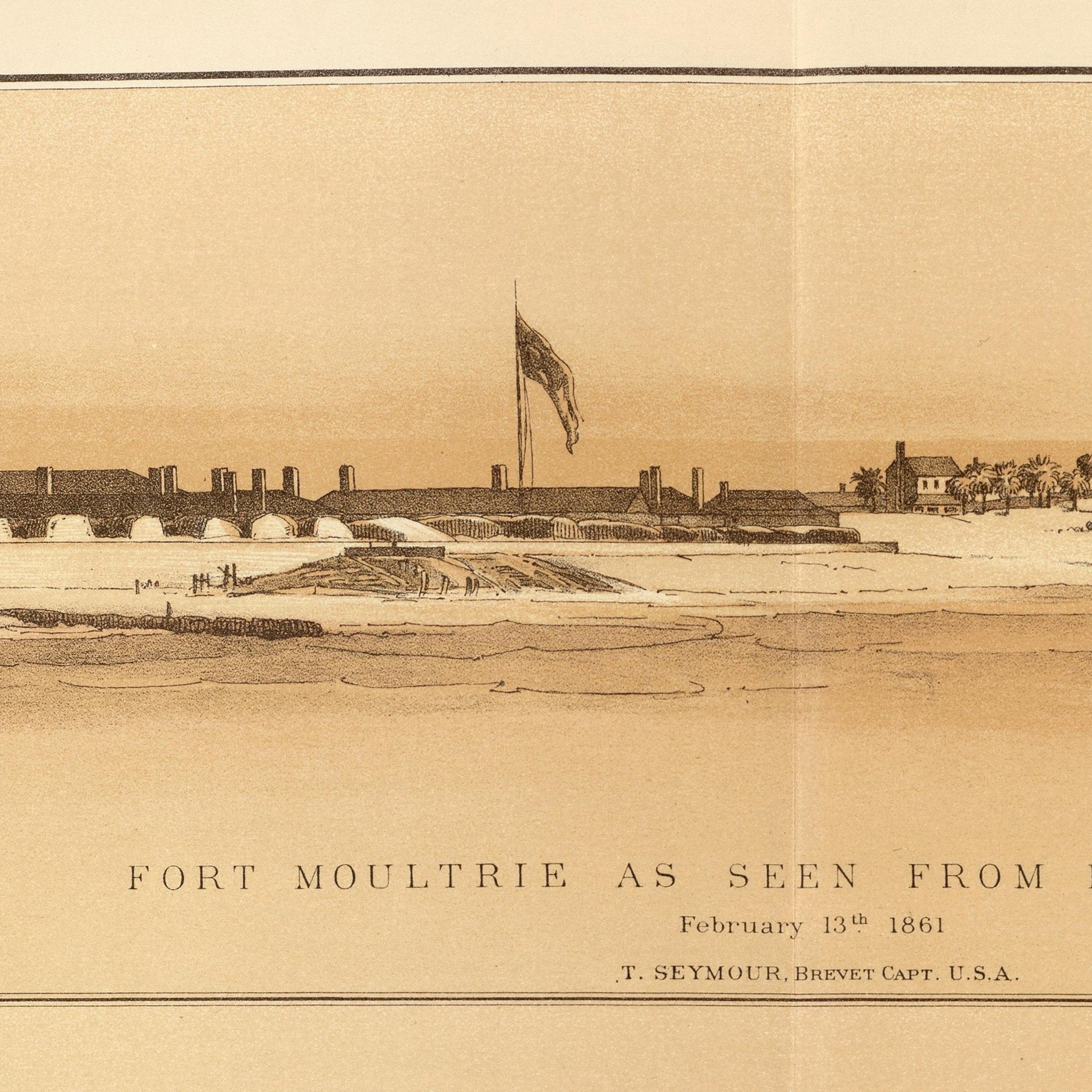 Ft. Moultrie, Ft. Johnson, Morris Island, Cumming's Pt. as seen from Ft. Sumter - Muir Way - Vintage Map