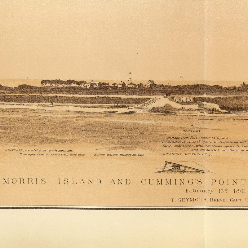Ft. Moultrie, Ft. Johnson, Morris Island, Cumming's Pt. as seen from Ft. Sumter - Muir Way - Vintage Map