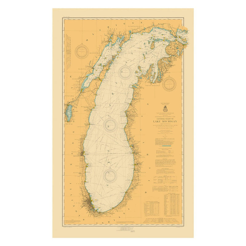 Lake Michigan Nautical Chart 1915 - Muir Way - Vintage Map