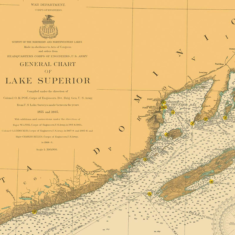 Lake Superior Nautical Chart 1909 - Muir Way - Vintage Map