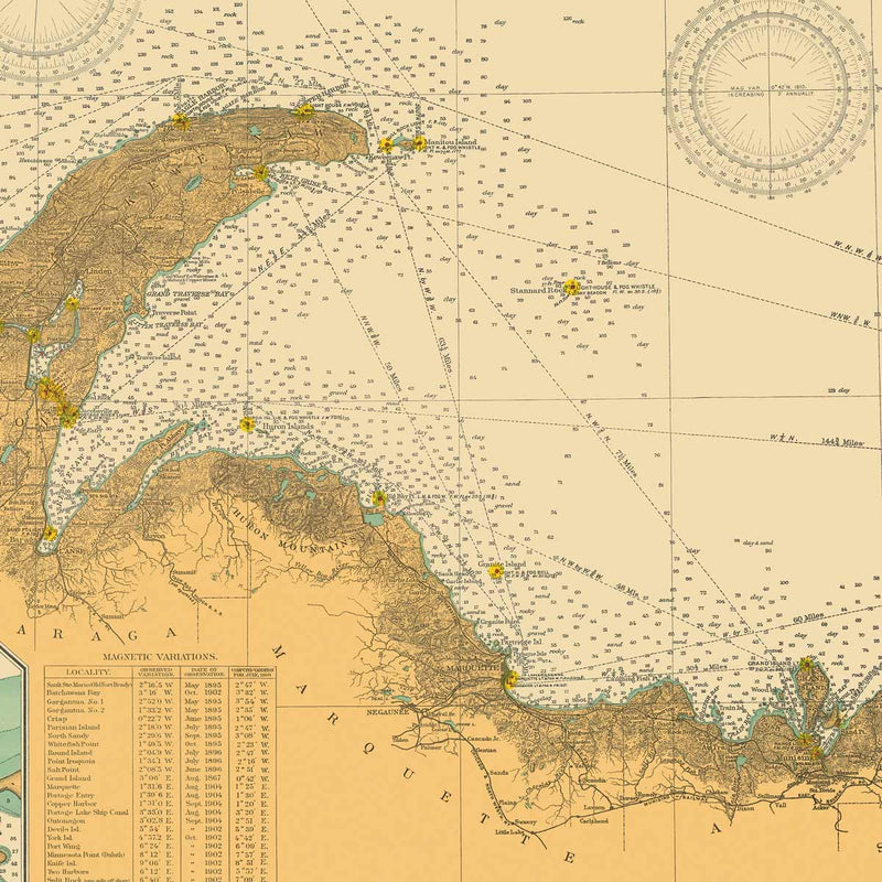 Lake Superior Nautical Chart 1909 - Muir Way - Vintage Map