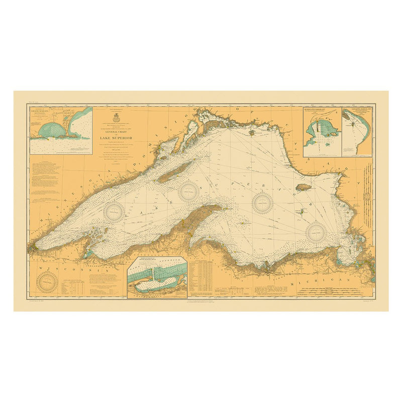 Lake Superior Nautical Chart 1909 - Muir Way - Vintage Map