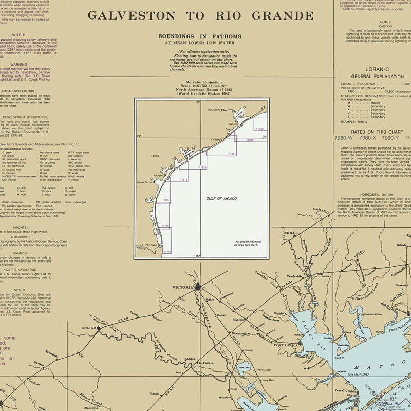 Galveston to Rio Grande Nautical Chart 1992 - Muir Way - Vintage Map