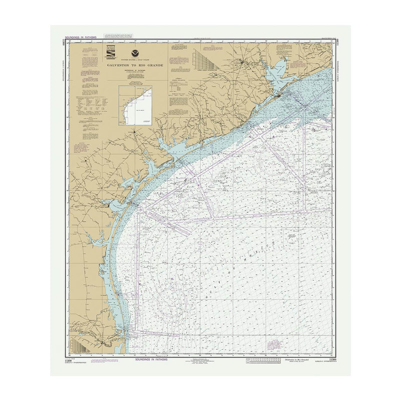 Galveston to Rio Grande Nautical Chart 1992 - Muir Way - Vintage Map