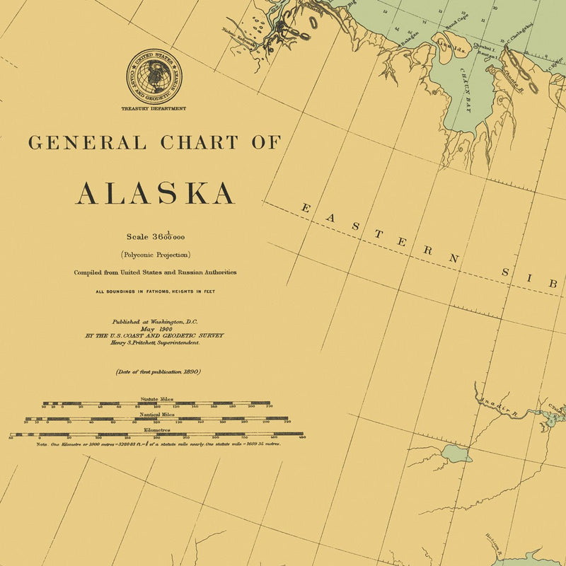 Alaska Nautical Chart 1900 - Muir Way - Vintage Map