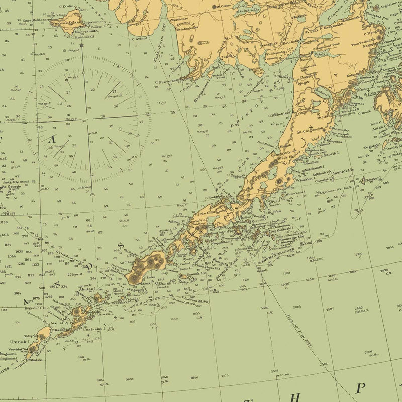 Alaska Nautical Chart 1900 - Muir Way - Vintage Map