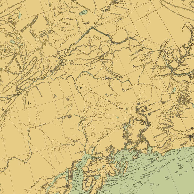 Alaska Nautical Chart 1900 - Muir Way - Vintage Map