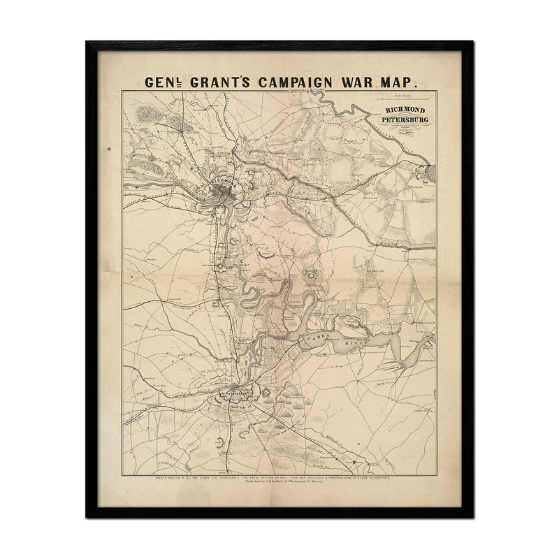 General Grant's Campaign War Map - Muir Way - Vintage Map
