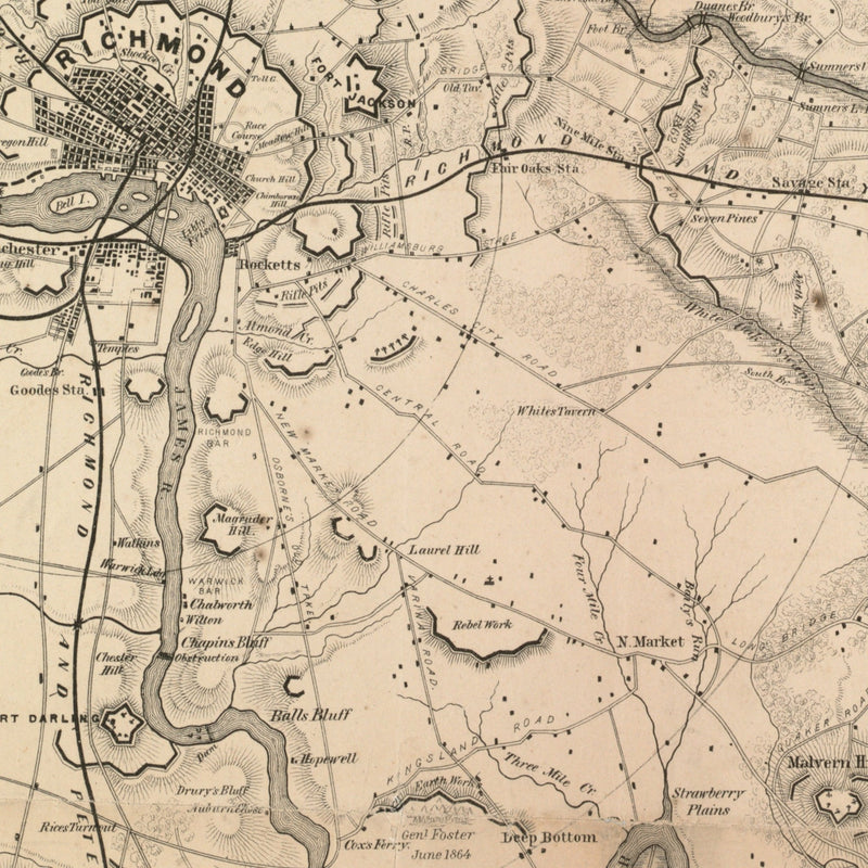 General Grant's Campaign War Map - Muir Way - Vintage Map