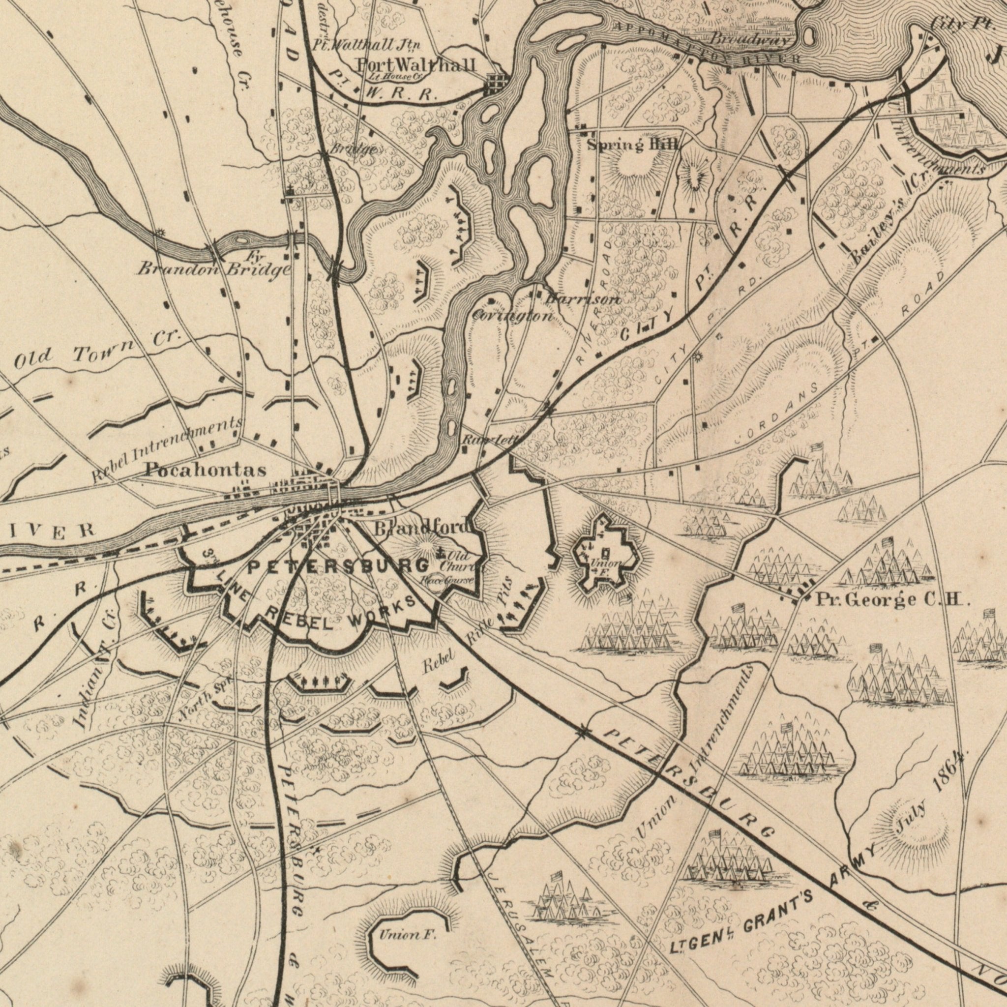 General Grant's Campaign War Map - Muir Way - Vintage Map