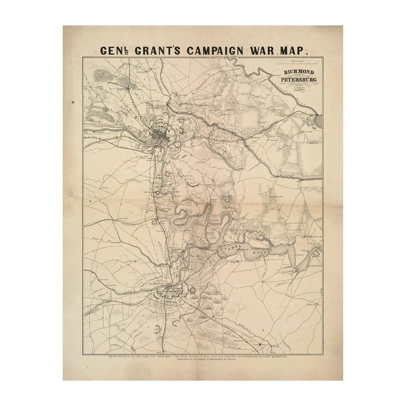 General Grant's Campaign War Map - Muir Way - Vintage Map