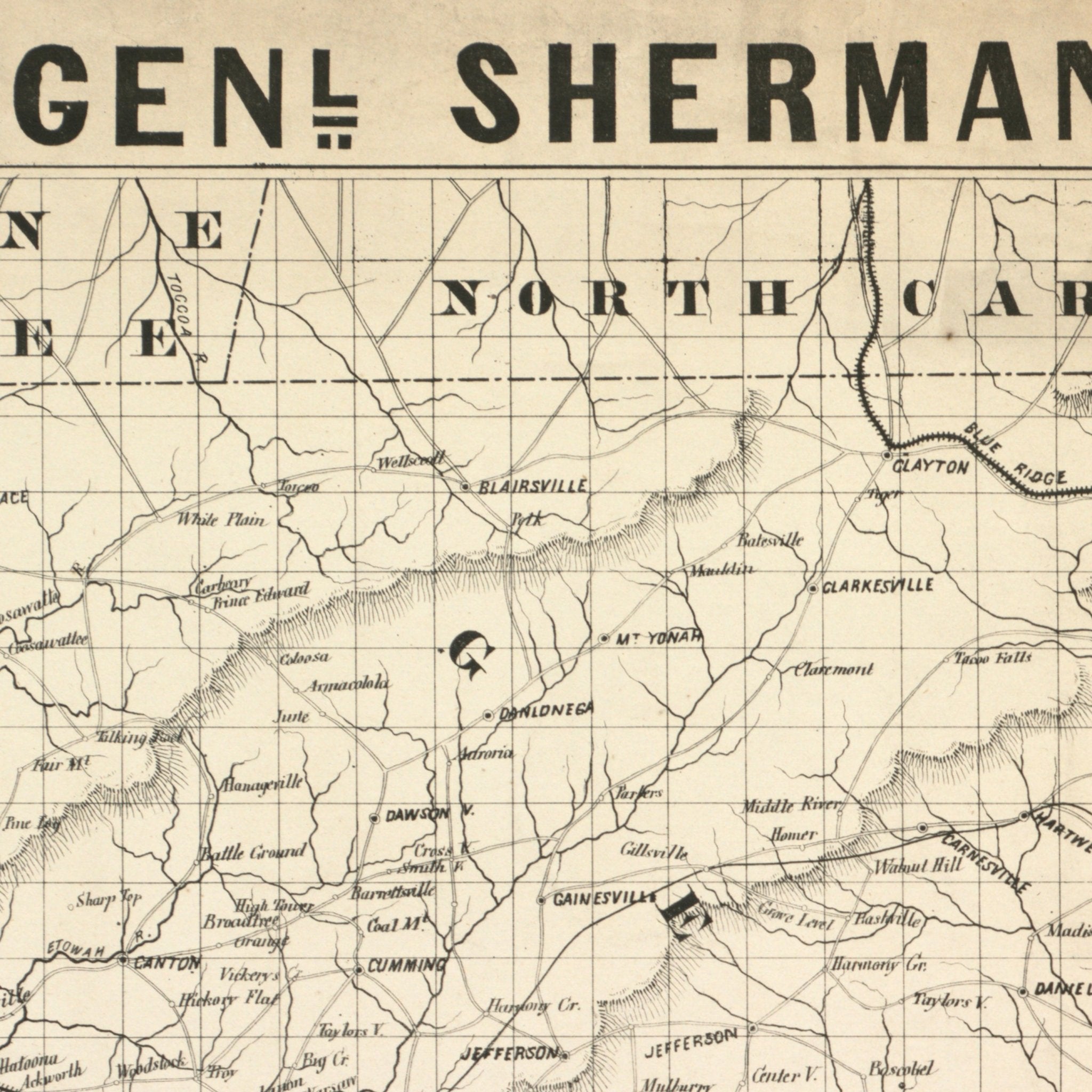General Sherman's Campaign War Map - Muir Way - Vintage Map