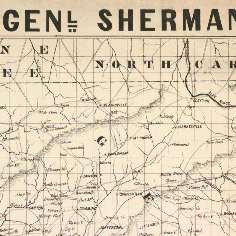 General Sherman's Campaign War Map - Muir Way - Vintage Map