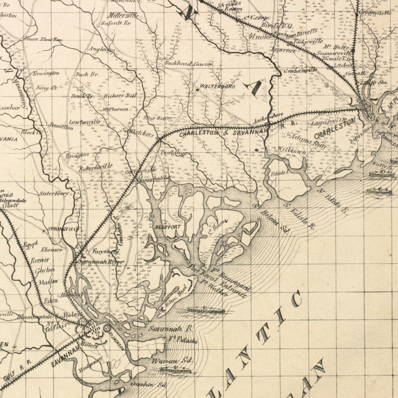 General Sherman's Campaign War Map - Muir Way - Vintage Map