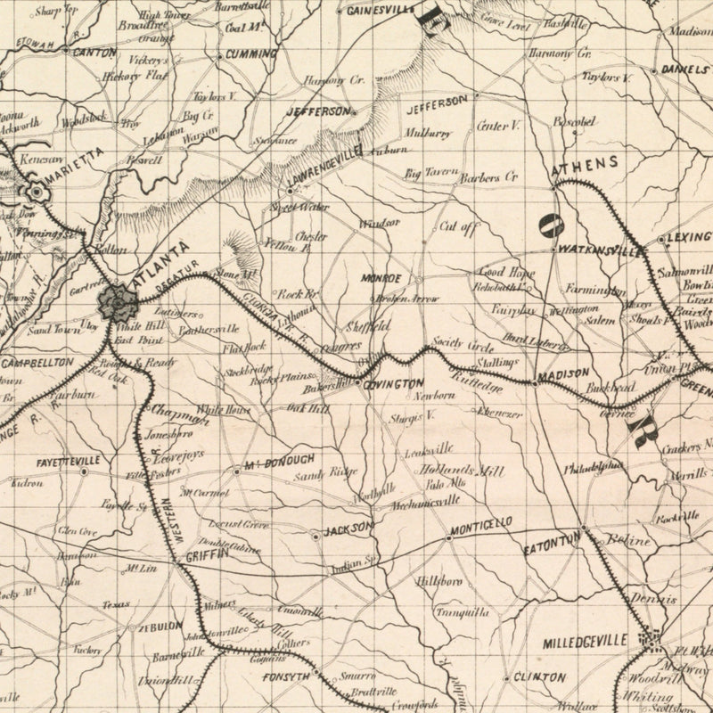 General Sherman's Campaign War Map - Muir Way - Vintage Map