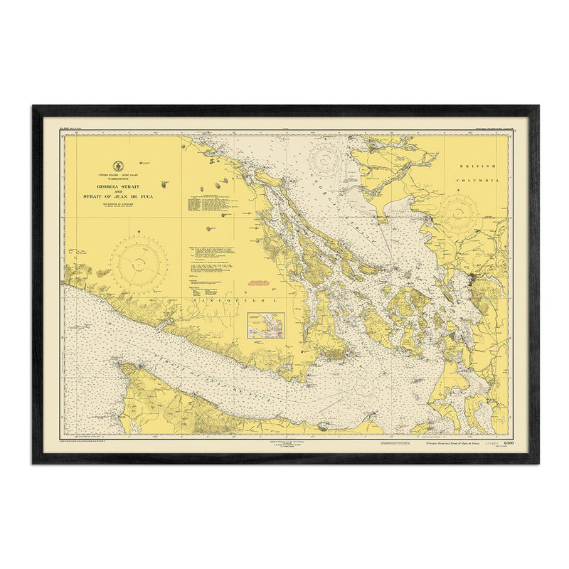 Georgia Strait & Strait of Juan de Fuca Nautical Chart 1948 - Muir Way - Vintage Map