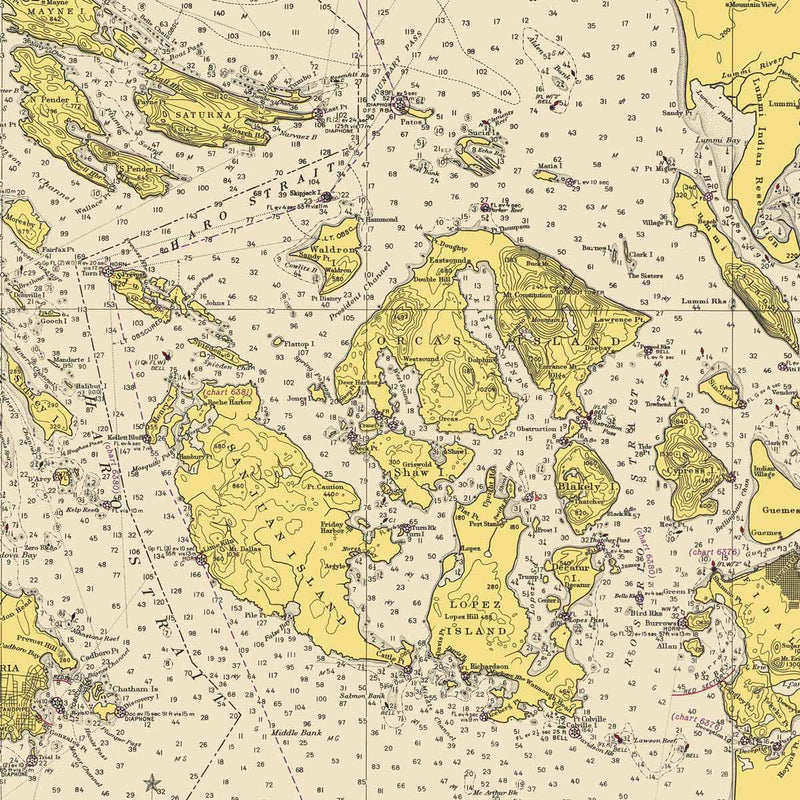 Georgia Strait & Strait of Juan de Fuca Nautical Chart 1948 - Muir Way - Vintage Map