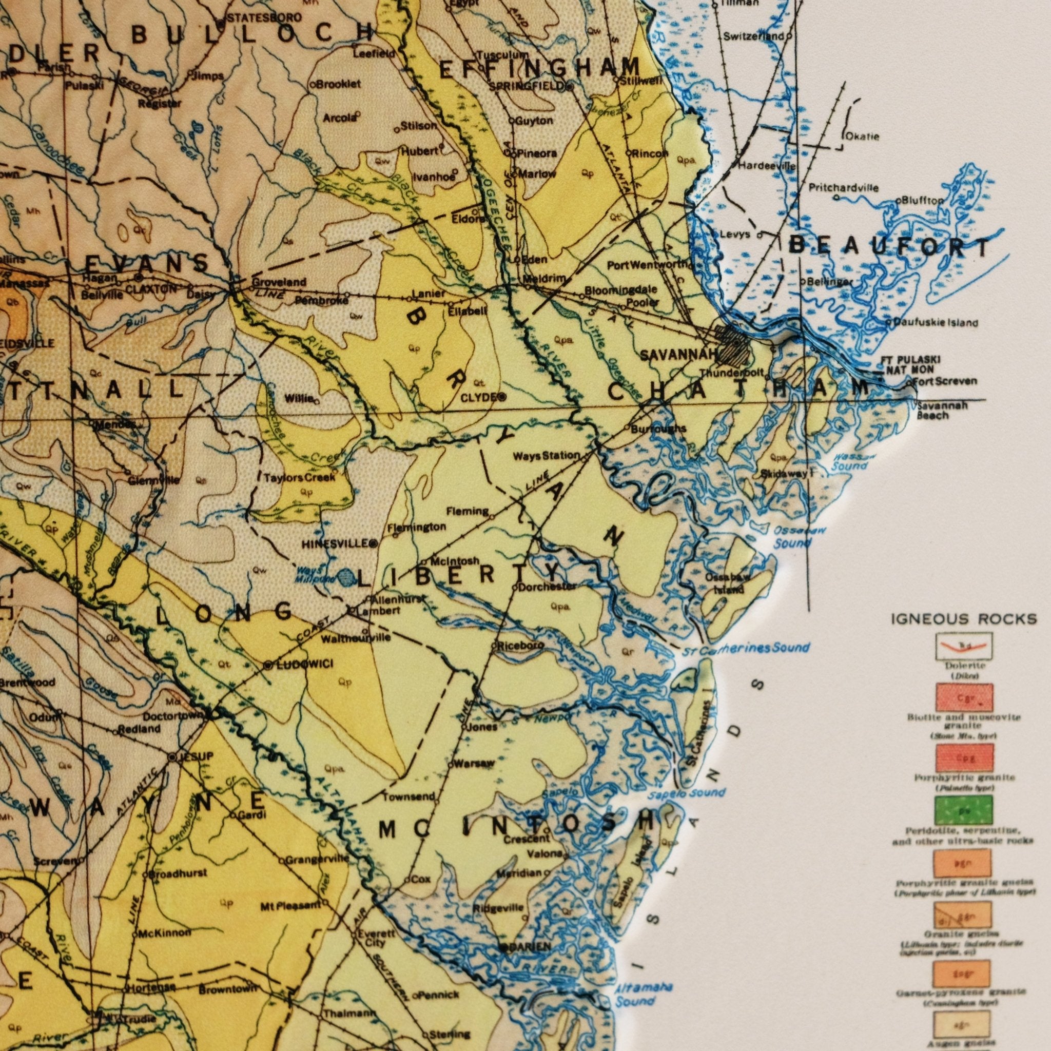 Georgia 1939 3D Raised Relief Map - Muir Way - 3D