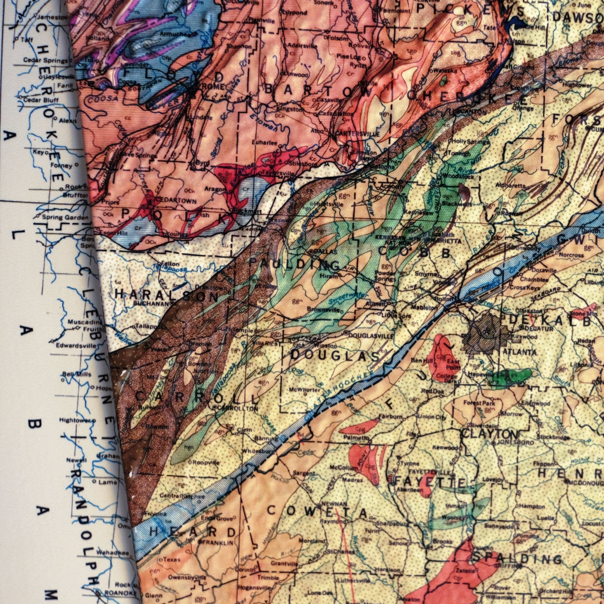 Georgia 1939 3D Raised Relief Map - Muir Way - 3D