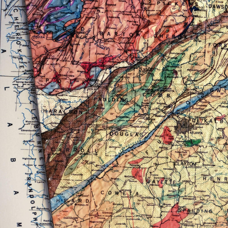 Georgia 1939 3D Raised Relief Map - Muir Way - 3D
