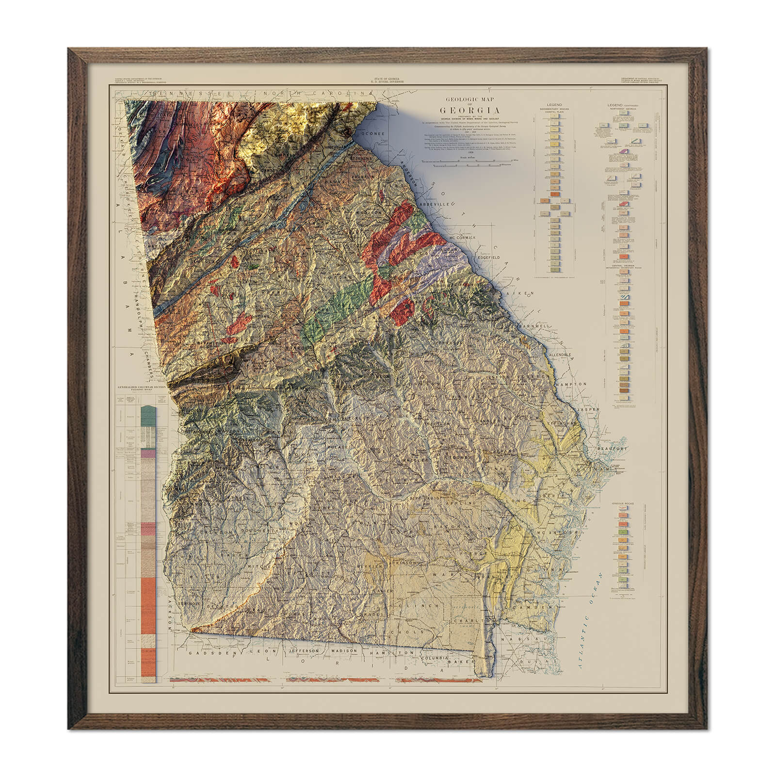 Vintage Relief Map of Georgia