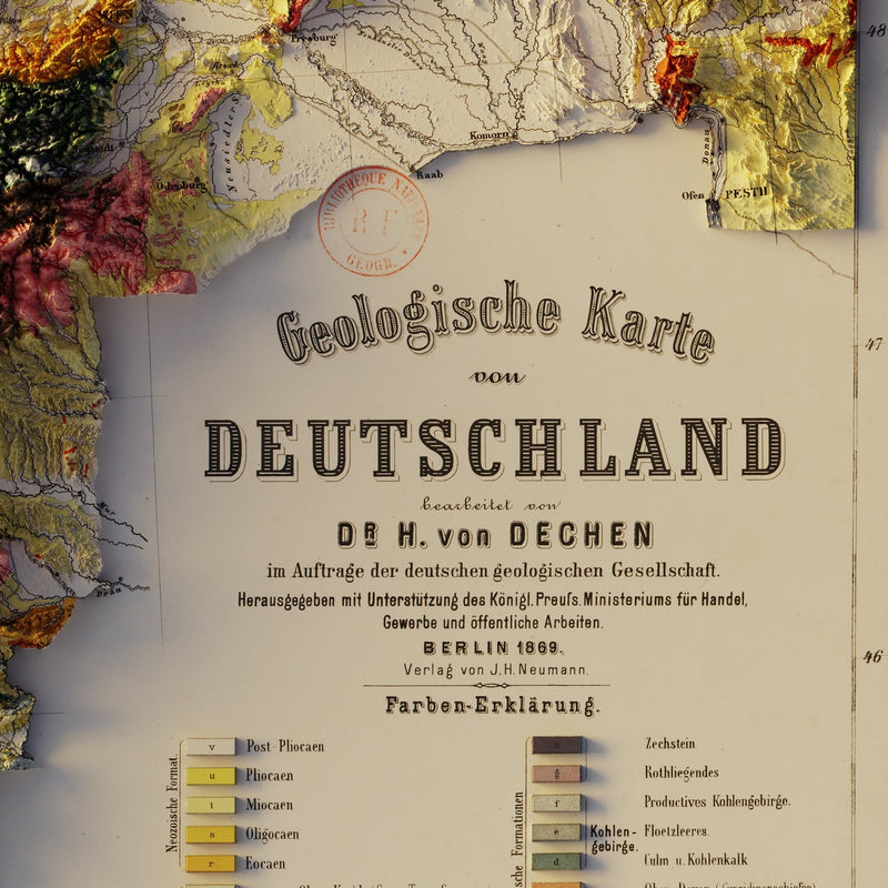 Germany 1869 Shaded Relief Map - Muir Way - Vintage Relief
