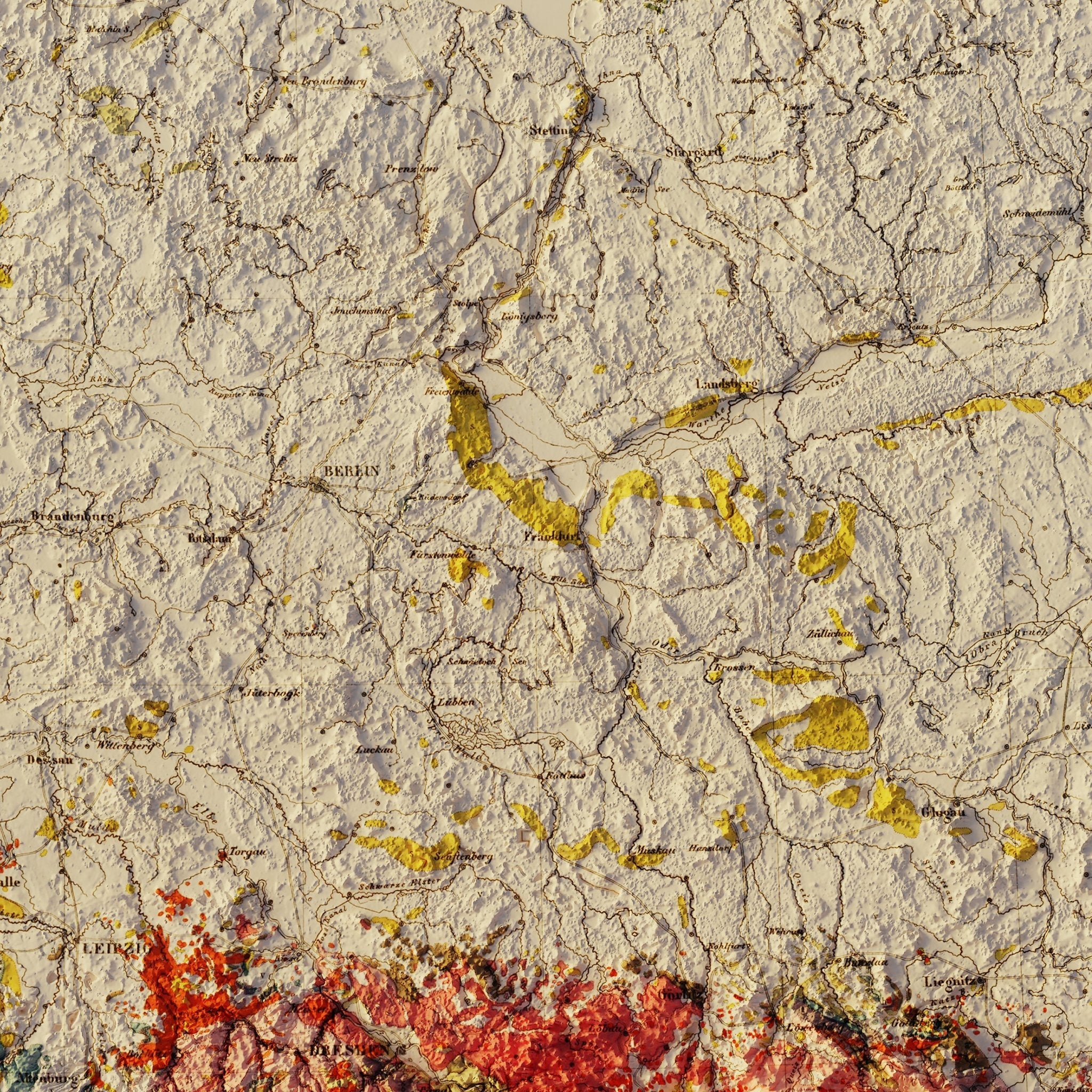 Germany 1869 Shaded Relief Map - Muir Way - Vintage Relief