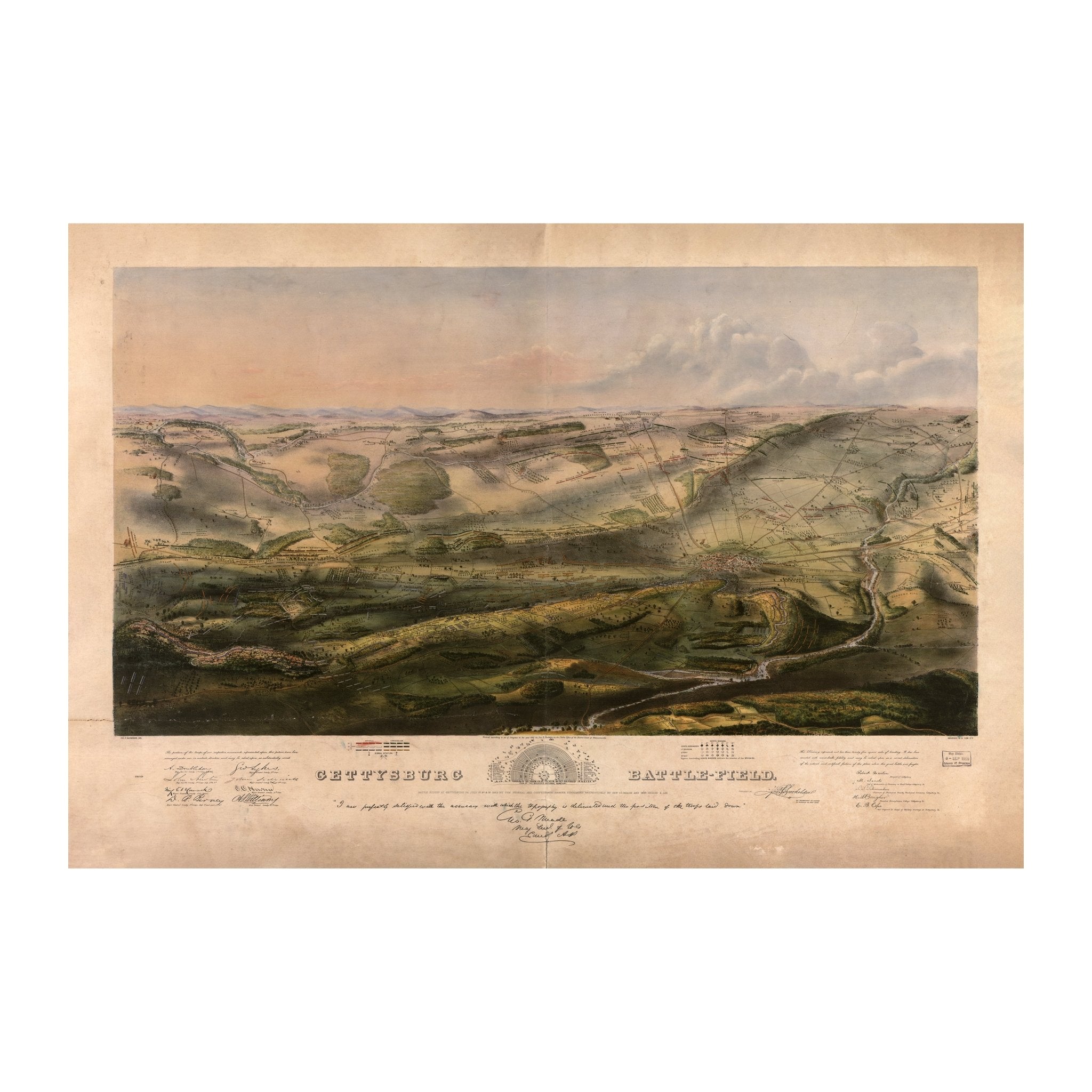 Gettysburg Battle - field - Muir Way - Vintage Map