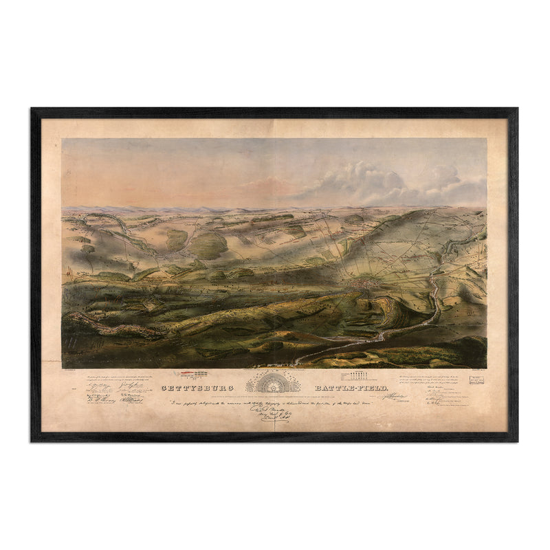 Gettysburg Battle - field - Muir Way - Vintage Map