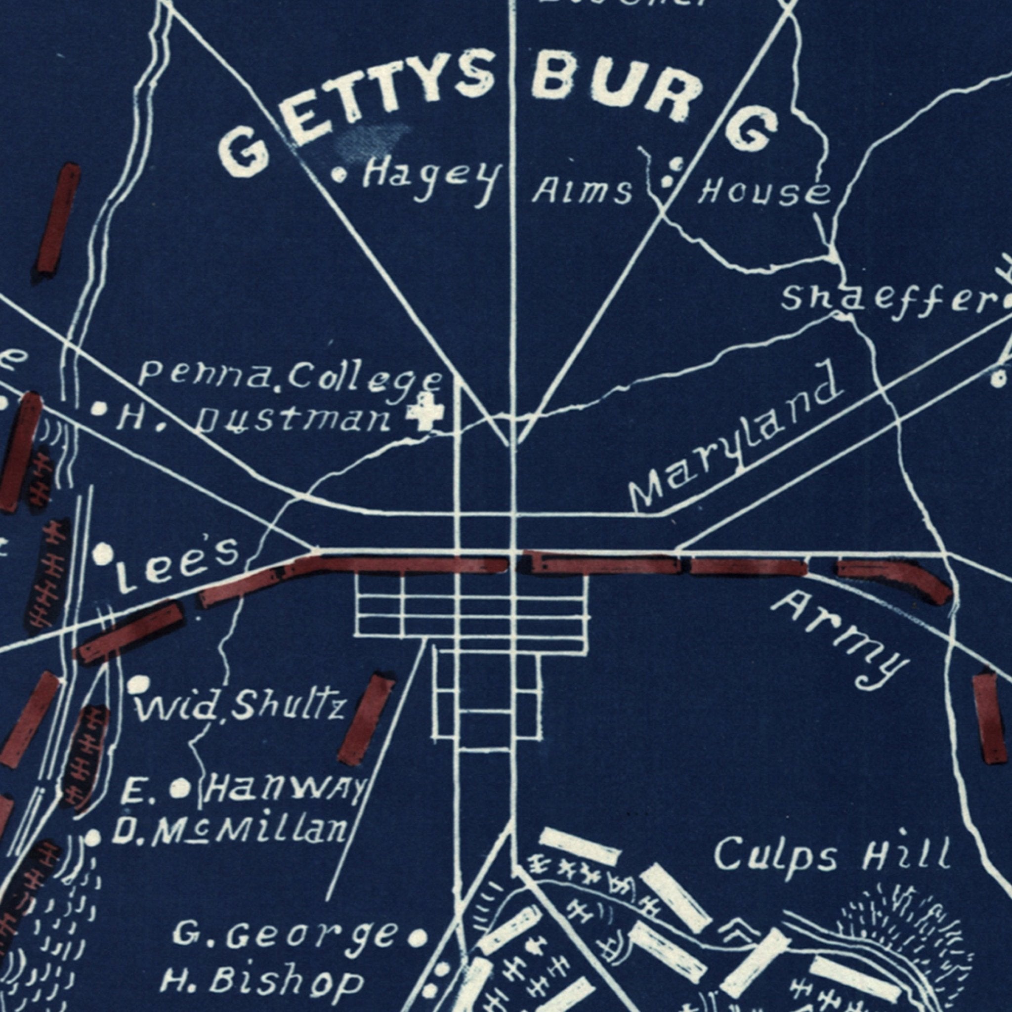 Gettysburg - Muir Way - Vintage Map