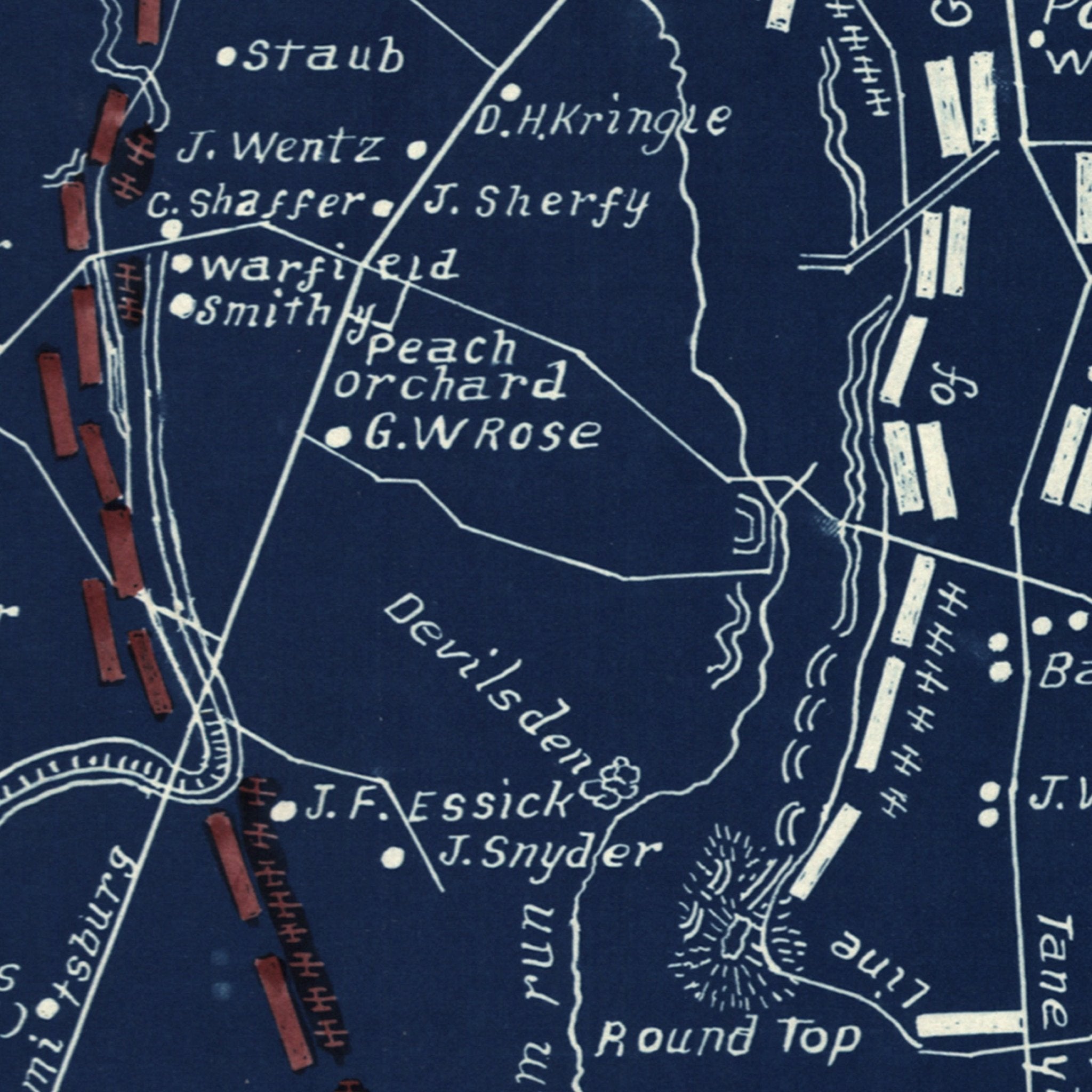 Gettysburg - Muir Way - Vintage Map
