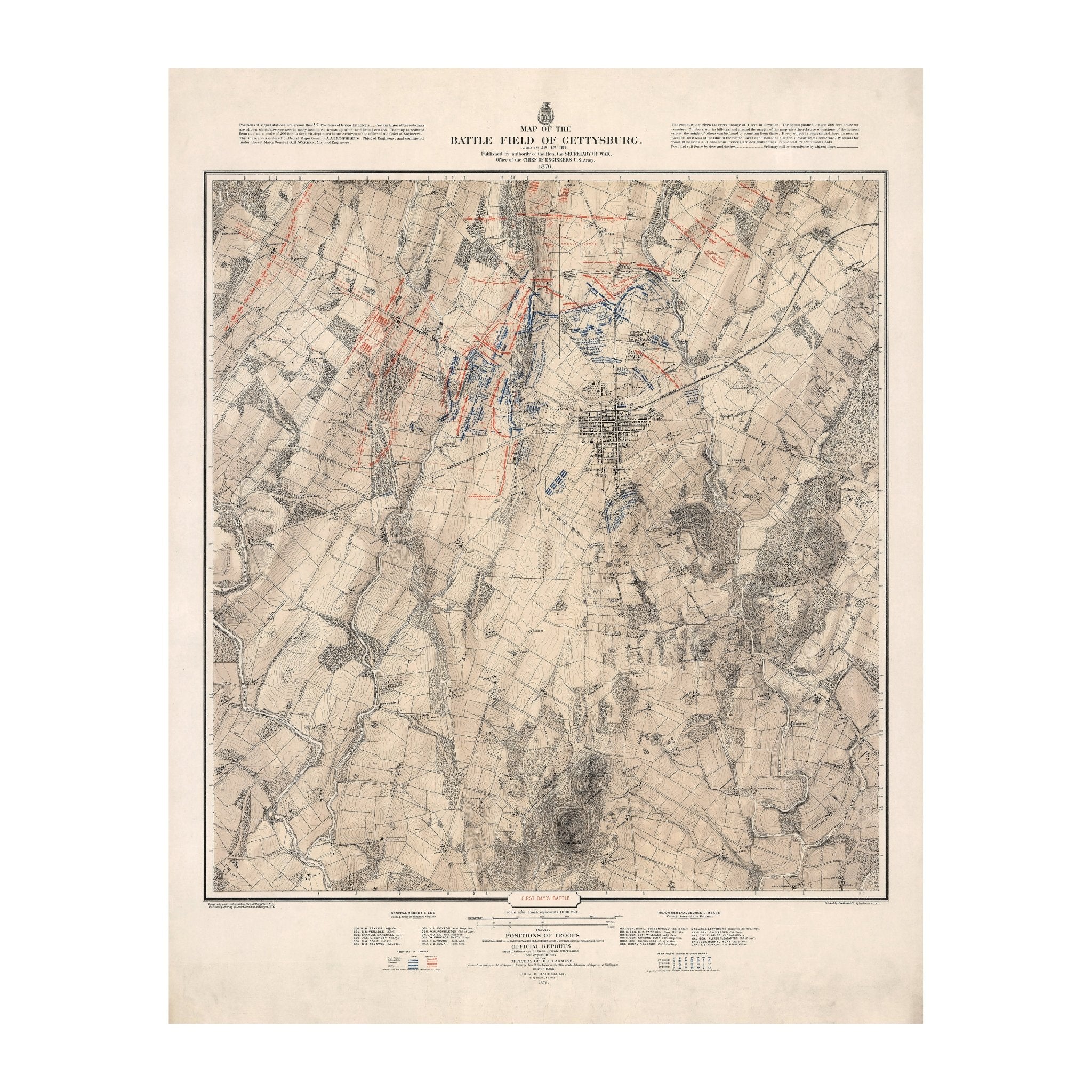 Gettysburg, July 1st, 1863 - Muir Way - Vintage Map