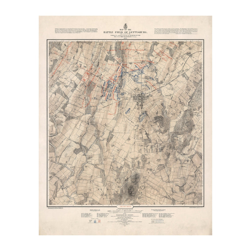 Gettysburg, July 1st, 1863 - Muir Way - Vintage Map