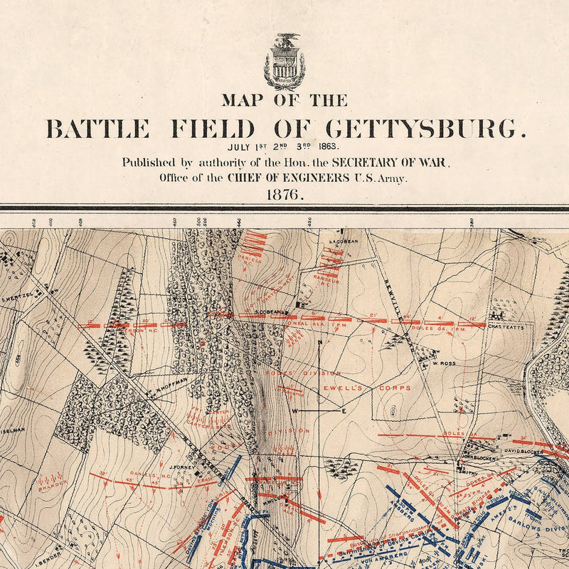 Gettysburg, July 1st, 1863 - Muir Way - Vintage Map