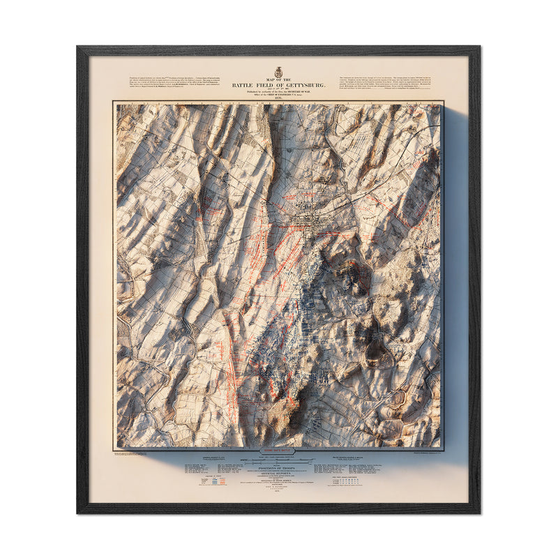 Gettysburg 2nd Day 1876 Shaded Relief Map - Muir Way - Vintage Relief