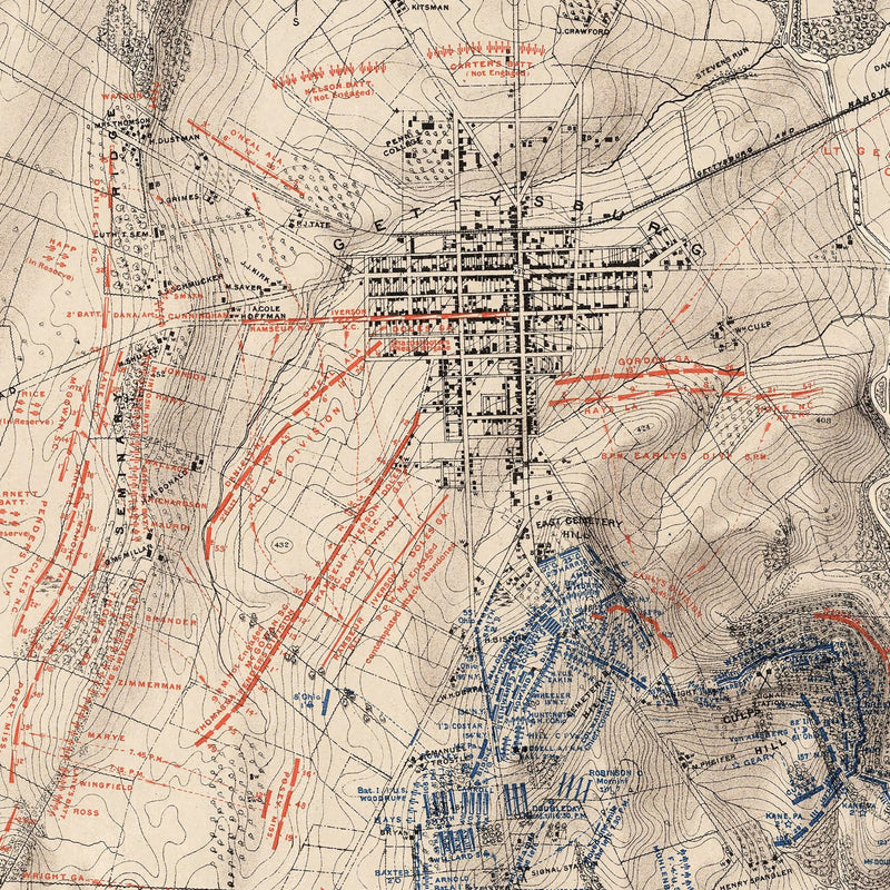 Gettysburg, July 2nd, 1863 - Muir Way - Vintage Map
