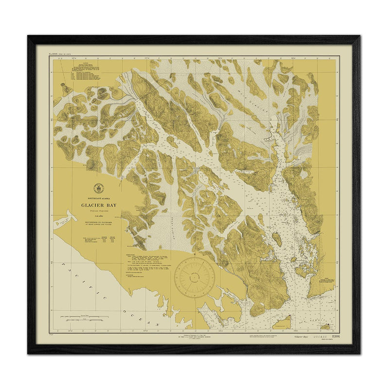Glacier Bay, AK Nautical Chart 1942 - Muir Way - Vintage Map