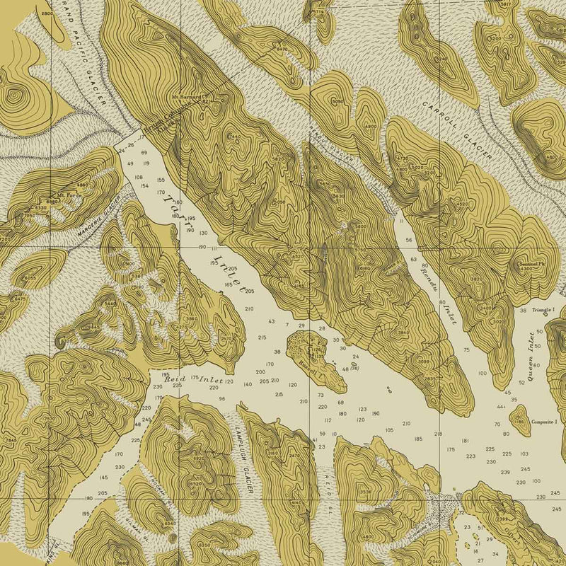 Glacier Bay, AK Nautical Chart 1942 - Muir Way - Vintage Map