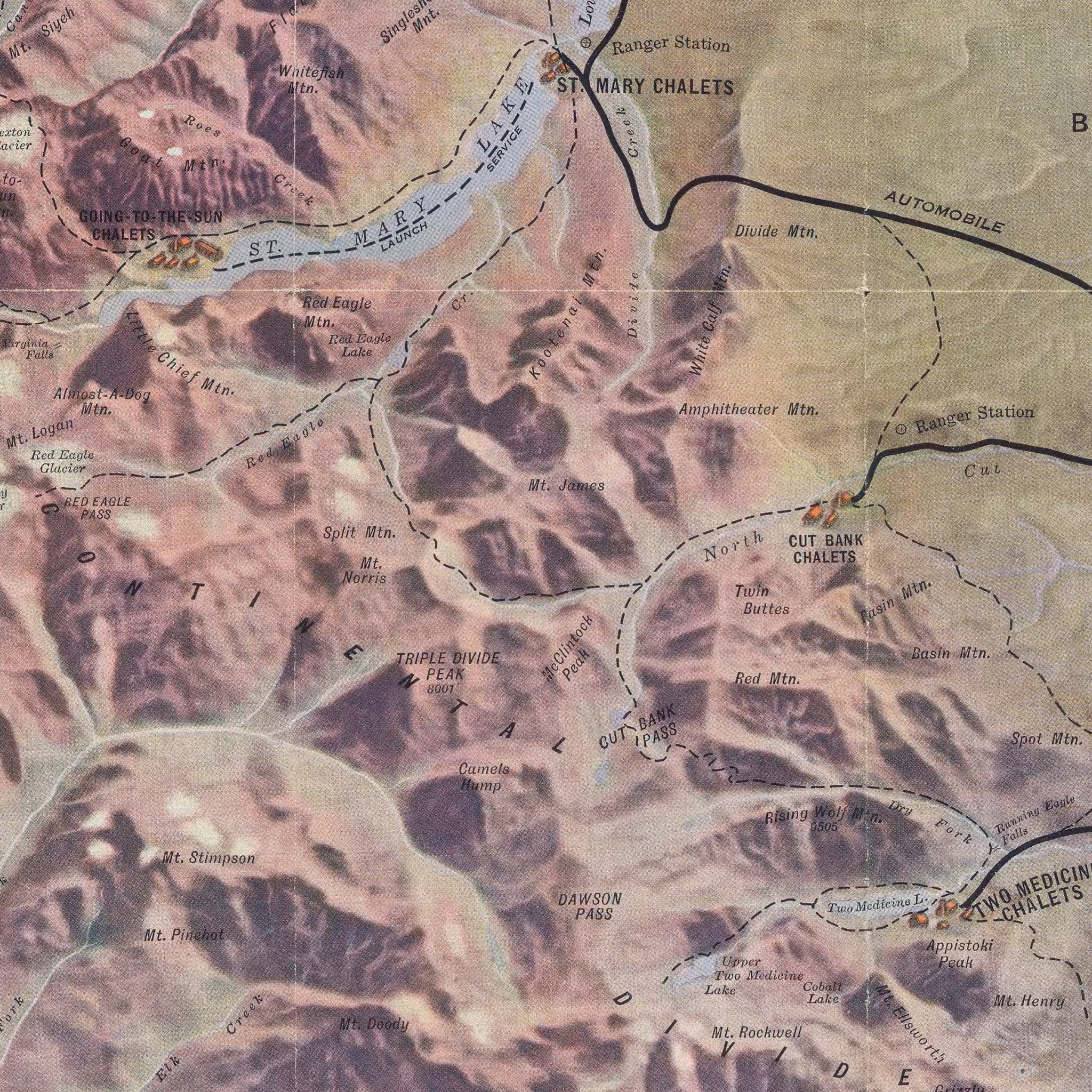 Glacier National Park 1910 Aeroplane Map - Muir Way - Vintage Map