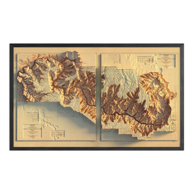 Grand Canyon 1948 Shaded Relief Map - Muir Way - Vintage Relief